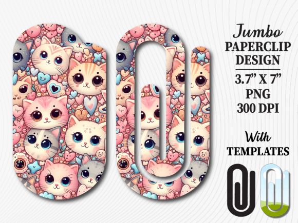 Cute Pastel Kawaii Cat Jumbo Paperclip