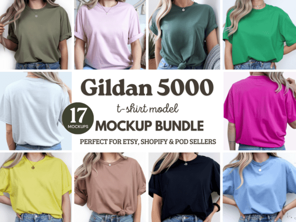 Gildan 5000 T-shirt Model Mockup Bundle