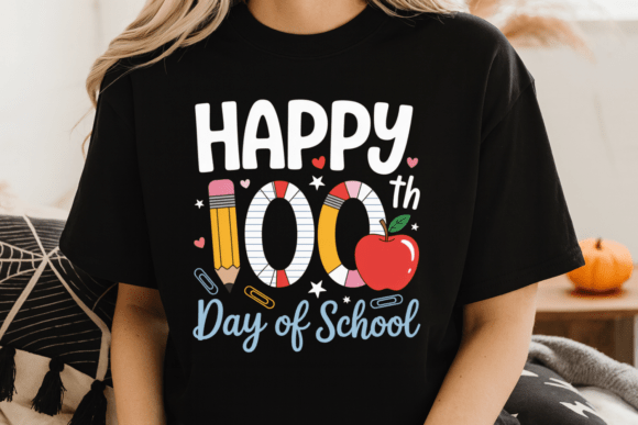 Happy 100th Day of School Typography PNG