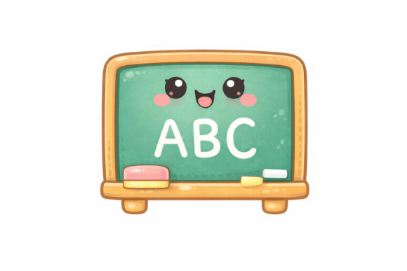 Kawaii ABC Chalkboard Sticker for Creative Projects