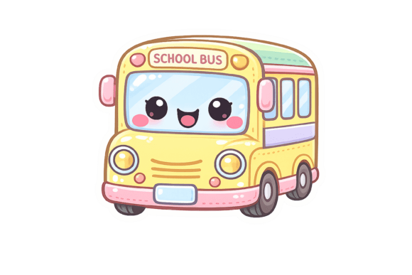Kawaii School Bus Sticker for Creative Projects