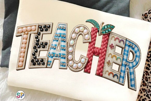 Teacher Rhinestone Diamond Apple Shirt: Elevate Your School Spirit with Premium Digital Design